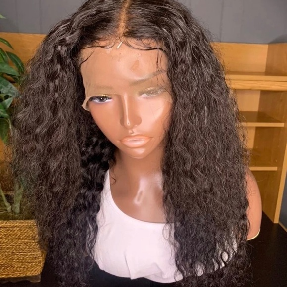 New 18inch Deep Wave 100% Human Hair Lace Frontal Wig - Picture 1 of 4
